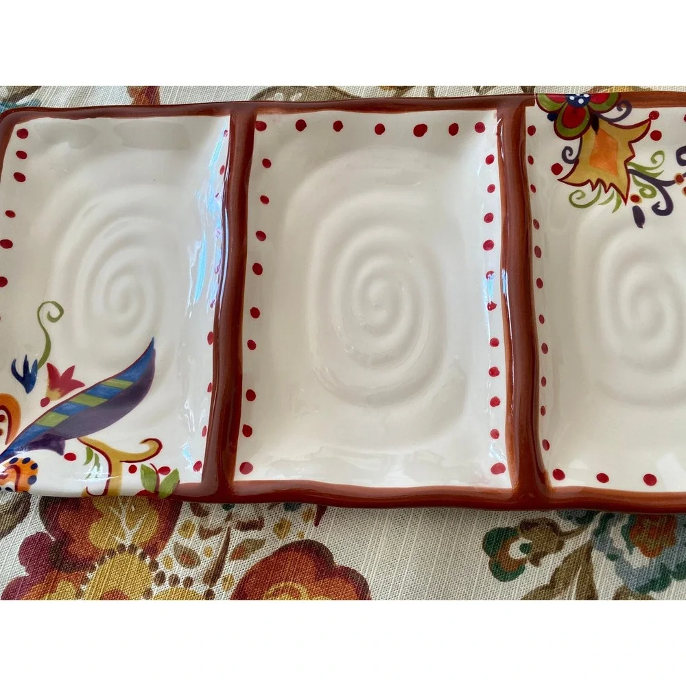 Lizette 3-Section Serving Tray: Tabletops Gallery Floral Palette‎